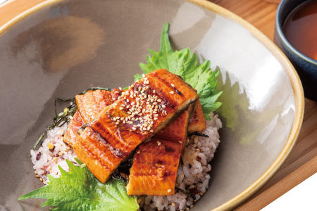 Bowl of rice topped with eel