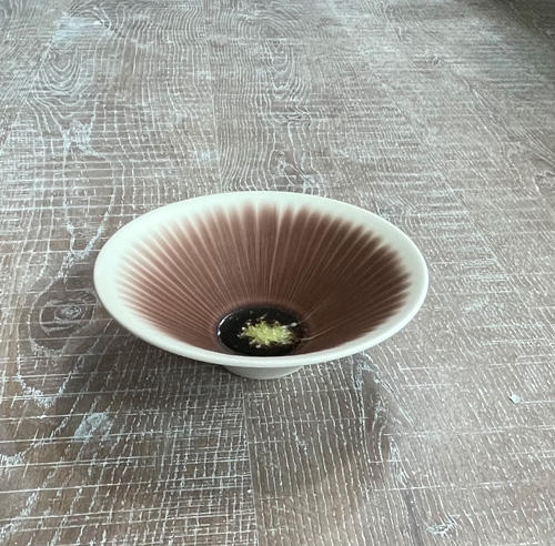 Fig-Colored Bowl with Japanese Morning Glory Design