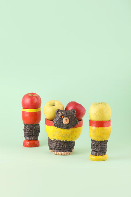 Masuda Hikari Left: Standing Goblet Center: Three-Legged Bear Right: Standing Goblet